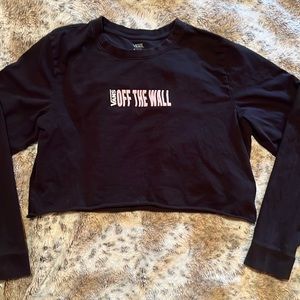 Vans Black Crop Top with Pink "Off The Wall" Logo
